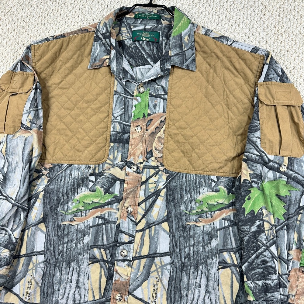 Vtg Orvis Shirt Mens XL Skyline Camo Apparition Excel Quilted Hunting Shooting
